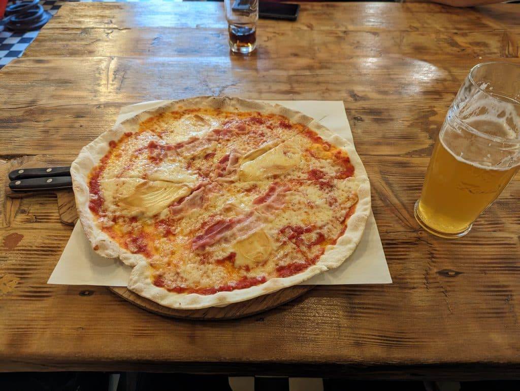 Gluten-free pizza and gluten-free beer from the Pizza Loft Restaurant in Krakow, Poland