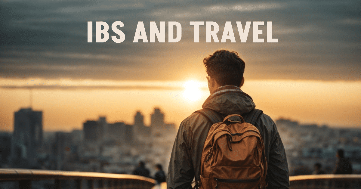 A featured blog post image for an article about IBS and travel