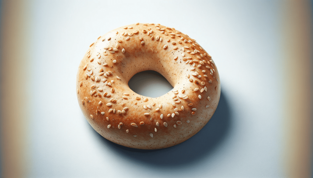 A close up picture of a gluten-free bagel with sesame seeds on top.