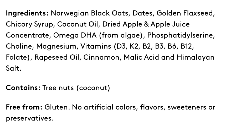 Nutropic ingredients label